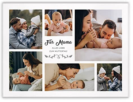 Maverton Fotoleinwand mit eigenem Foto - personalisiertes Fotocollage mit Holzrahmen - Größe 30x40 oder 50x70 - Wandbild auf Leinwand für für Mädchen - für Frauen - Mama - 30 x 40 cm