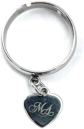 MODA MavillA Ring mit Herzanhänger Größe verstellbar Silber, Weißgold