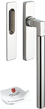 Beschläge Hamburg Hebe-Schiebetürbeschlag Bauhaus HSG 214-020 MPN PVD — Drehgriff für Hebe-Schiebe-Türen inkl. Griffmuschel außen, Nickel poliert PVD, OHNE PZ Lochung