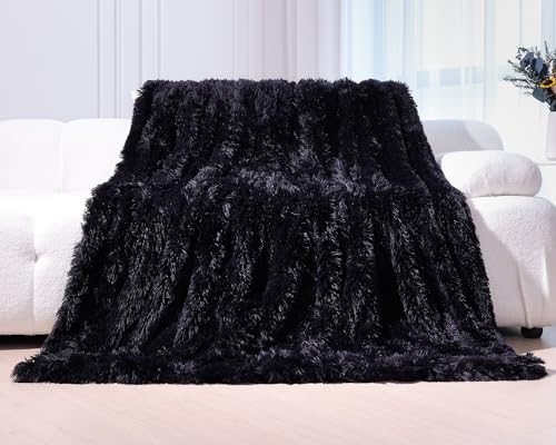 KANKAEU Kuscheldecke Flauschig 160×200 cm, Super Weich & Warme Decke, Schwarz Glänzend Kuscheldecke, Hochwertige Wohndecke, Fleecedecke, Sofadecke, Tagesdecken, Couchdecke