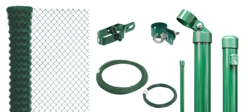 Alberts 634667 Maschendrahtzaun als Zaun-Komplettset, zum Einbetonieren | verschiedene Längen und Höhen | grün | Höhe 100 cm | Länge 100 m