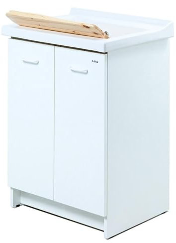 Giordanoshop Mobile Lavatoio 63x50x87 cm 2 Ante ASSE in Legno Montegrappa Acqua Edilla Bianco