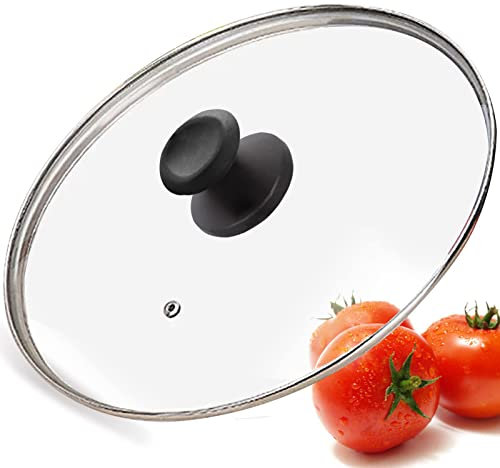 Glass Lid for 10.25 in Frying Pan, Tempered Replacement Top for 10.25 inches Cookware, Skillets, Stainless Steel Pans &Pots, Cast Iron, Cast Aluminium Pans, 26 cm