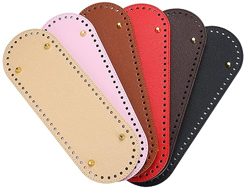 Taschenboden, 6 Stück Boden Tasche Häkeln PU Taschenboden Oval PU Leder Stricken Taschenboden für Handtasche, Schultertasche, Geldbörse, DIY-Zubehör (30x10cm)