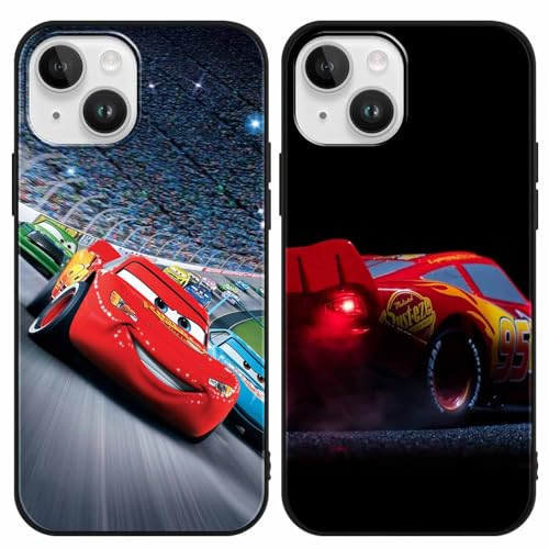 nurkorki [2 Stück Handyhülle für Apple iPhone 13 Mini 5,4 Hülle, Weiche Silikon Stoßfest TPU Schutzhülle Hülle Motiv 95 Cars Lightning McQueen Case für iPhone 13 Mini, M1