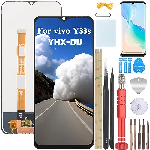 YHX-OU 6.58'' Noir Écran LCD pour Vivo Y33s V2109 Écran Complet Tactile LCD Display de Rechange avec Film de Protection D'écran et Outils