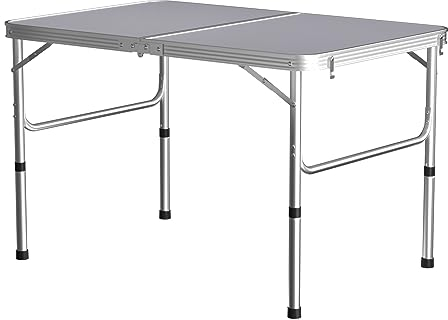ANSIMIDA Campingtisch Klapptisch, Beistelltisch klappbarer Balkontisch bis 150 kg, Faltbarer Tisch, Gartentisch mit Griff, aus MDF Metall 90cm, zum Campen im Garten