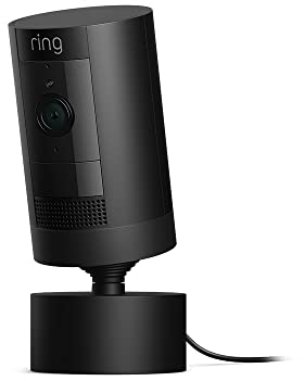 Ring Außenkamera Netzstecker (Stick Up Cam) mit Schwenk-/Kipphalterung (Netzteil und Kamera enthalten) | Überwachungskamera aussen mit 1080p-HD-Video, WLAN | Alexa-kompatible Sicherheitskamera