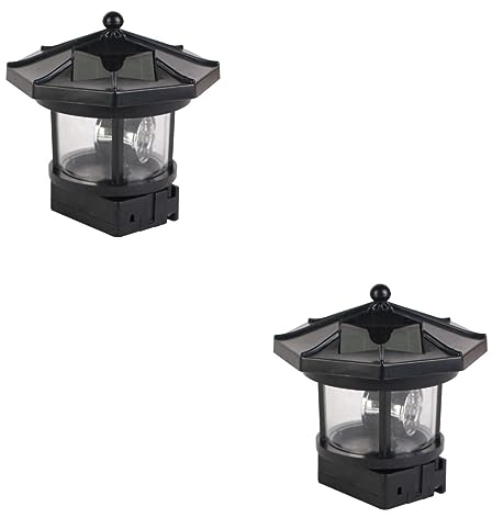 OSALADI 2 STK Rotierendes Solarlicht Moriah Leuchtturm Solarwandleuchten Für Den Außenbereich Solarlicht Rauchturm Led-solar-Leuchtturm Drehbare Lampe Plastik Altmodisch