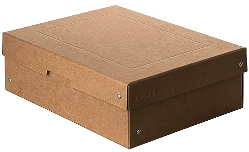 FALKEN 5x PureBox Nature aus Recycling-Karton 100 mm hoch DIN A4 braun | Made in Germany Aufbewahrungsbox mit Deckel Blauer Engel Vegan Geschenkbox Transportbox Schachtel Allzweckbox