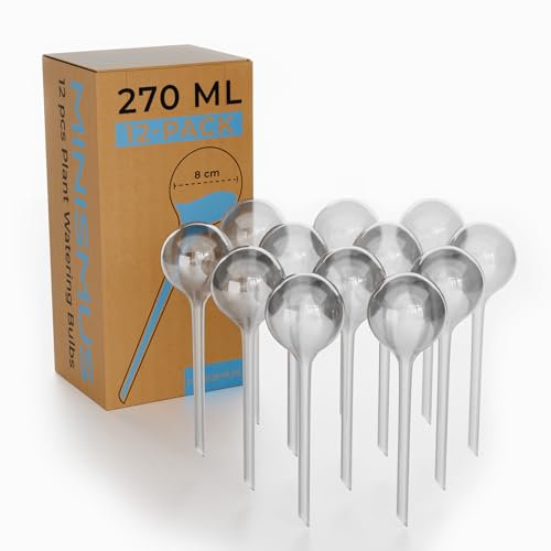 Minismus Bewässerungskugeln für Pflanzen 12 pack - Bewässerungssystem Gießkugeln Selbstbewässerung - Wasserspeicher Bewässerungskugeln Groß Innen/Garten/Balkon - Wasserspender Pflanzen Bewässerung