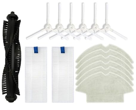 MYAYD Kit d'accessoires aspirateur Tefal Rowenta X-Plorer série 75 RG7687/RR7687WH,accessoires robot aspirateur Rowenta Lot de 15 contient 1 brosse principale, 2 filtres, 6 brosses latérales, 6