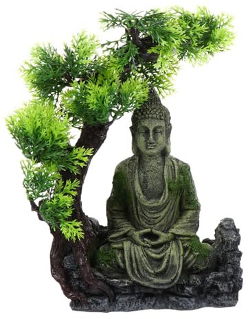 minkissy alte Buddha-Statue im Aquarium Fischbecken aus Glas Aquarium Dekoration Handwerk Ornament Aquarium-Landschaftsdekor Aquarien-Zen-Figur Traum Zubehör sitzende Statue schmücken Harz
