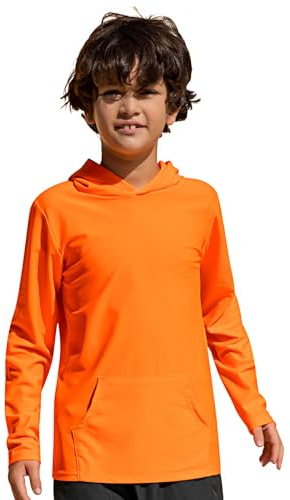 TIZAX Maillot de Bain Enfant Garçon T-Shirt Anti UV à Capuche Manche Longues pour Enfant UPF 50+ Rashguard Séchage Rapide avec Poche 4-14 Ans