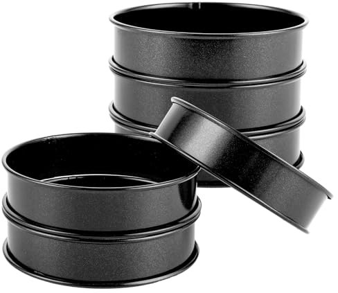 6 Stück Crumpet Ringe Pancake Form Ø10cm, Crumpet-Formen Antihaft, Pancake Form Tarte Ring, Kuchenform Spiegeleierformen Muffinringe für Spiegelei, Pfannkuchen,Crumpets