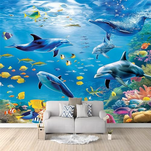 Ozean Welt Fototapete 3D Effekt 350 x 256cm Fototapeten Wandbild Motivtapeten Vlies-Tapeten Moderne Wandtapete Wand Wohnzimmer Spielzimmer Dekoration