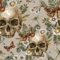 VEELIKE Skulls Fern Floral Peel and Stick Wallpaper - Vintage Gothic Brown Floral Art Decor for Bedroom, Bathroom, Dollhouse - Renter Friendly 44.5cmx300cm