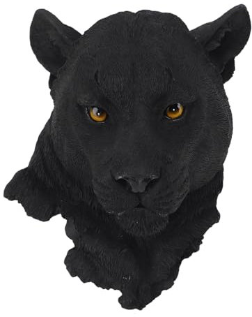 Löwenkopf Skulptur Deko, Harz Löwen Skulpturen Fur Wanddeko Dekorationen, Tierkopf Statue Deko, Löwenkopf Skulptur Kopfwand Wandskulptur Für Wandkunst Hängende Skulpturen (Black Leopard)