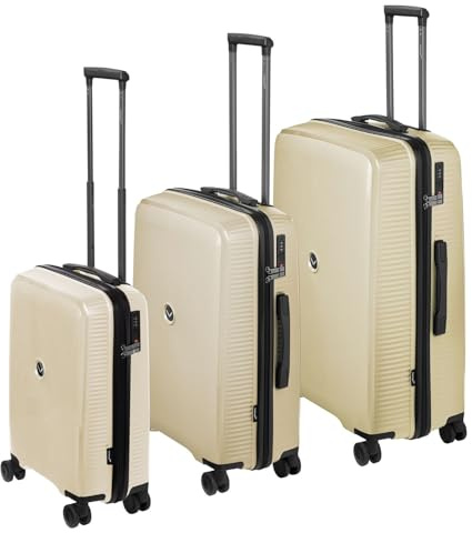 Gartenfreude Packenger PP Koffer 3er-Set Macario mit TSA Schloss in Taupe