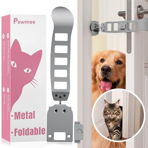 Pawmee Verstellbarer Katzentürriege, Katze Tür Klammer Riegel, Viilich Verstellbarer Türgurt Door Latch Cat, Halten Sie den Hund von der Katzentoilette fern, lässt Katzen rein und hält Hunde draußen
