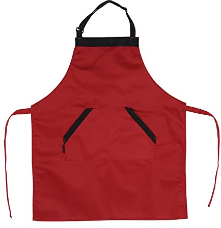 Nimomo Küchenschürze, Verstellbare Unisex-Polyester-Schürze, Kochschürze, Kleid mit 2 Taschen, Chef, Kellner, Küche, Restaurant