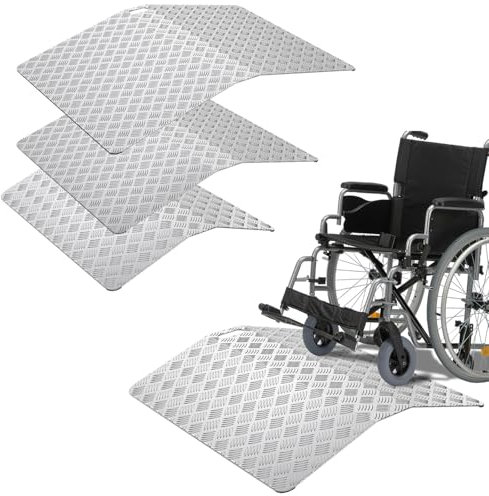 LZQ Rampe de seuil de porte, pour fauteuil roulant, en aluminium, antidérapante, avec poignées, capacité de charge 270 kg (100 x 70 x 10 cm)