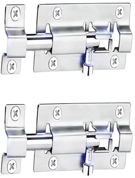 Lot de 2 Verrou porte extérieur - verrous de porte en acier inoxydable - Verrou coulissant (71mm)