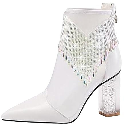 EJIMUQO Regali Donna Natale Stivaletti Con Tacco Grosso Stivaletti Beige Donna Eleganti Stivaletto Bambina Stivaletti Neve Donna Stivaletti Pelo Bambina Stivali Con Zeppa Donna Invernali