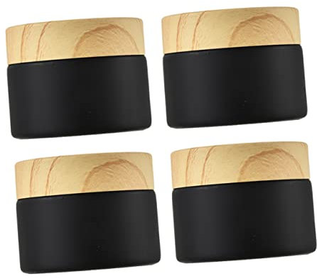 minkissy 4pcs 10g Black Frosted Small Glass Jars Cosmetics Containers Travel Cream Bottles for Women Face Lotion Storage