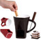 2PCS Schokofondue Tasse,Becher zum Schmelzen von Schokolade,Keramik Schokoladenfondue Tasse,Mehrzweck Chocolate Fondue Set mit Gabel und Teelicht,geeignet für Käse,Schokolade,Butter und Karamell