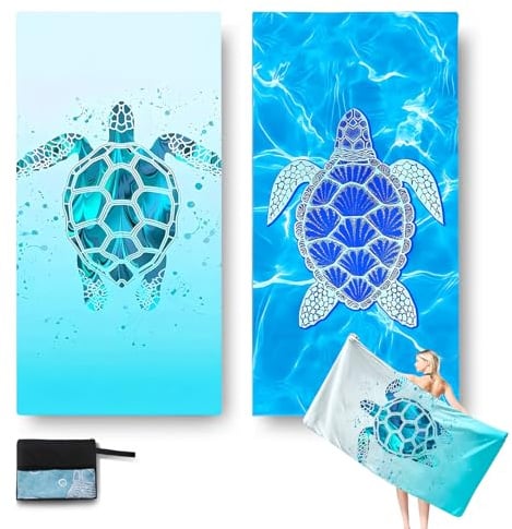 NBBENG 2 Pack Microfibre Beach Towels for Adults 180x90cm, Quick Dry Beach Towel, Reusable Soft Towels, Dock and Bay Towel - Sand Free, Lightweight for Pool, Gym, Camping & Travel