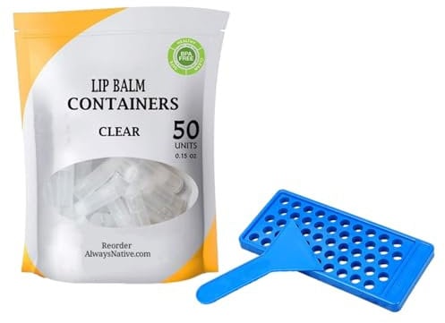 Lip Balm Crafting Kit, Easy Lip Balm Filling Tray And Spatula, 50pcs Clear Empty Lips Balms Containers Tubes Set, For Women Girl DIYs Lipstick Homemade Lips Balms