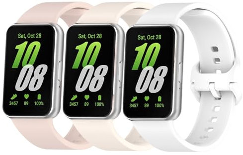 Garmcool Cinturino Compatibile per Samsung Galaxy Fit 3 Cinturini Rosa Bianco Ivory Regolabile Sportivo Ricambio Braccialetto Smartwatch per Galaxy Fit 3 SM-R390 (nessun Tracker)