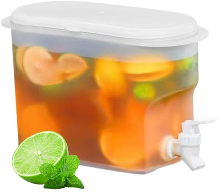 Getränkespender mit Wasserhahn, Kühlschrank, Kalteiskessel, Wasserhahn, Wasser, Saft, Limonade, Obst, Tee, Flasche, Kühlschrank, auslaufsicher, Zapfenkrug für Getränke, Saft, Eistee