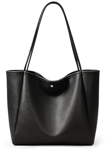 Handtasche Damen Shopper Tasche Tote Bag PU Leder Große Schultertasche mit Knopfverschluss für Arbeit, Einkauf, Schule
