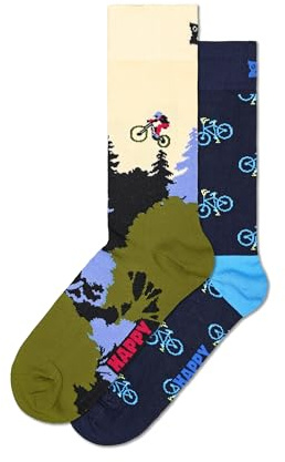 Happy Socks 2-Pack BIKE & MOUNTAIN BIKE SOCKS (DE/NL/SE/PL, Numerisch, 41, 46, Regular, Regular, MEHRFARBIG)