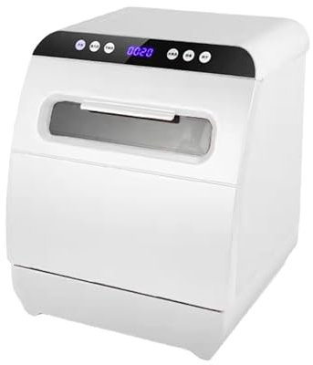ERICAT Mini Countertop Dishwasher, Table Top Dishwasher with LED Touch Screen, 360-degree All-round Washing and 72°C High Temperature Cleaning, 10-90 Minutes Washing Time, for Kitchenettes, Dorms