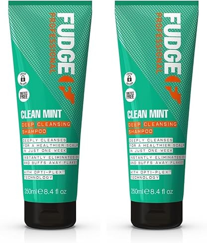 Fudge Clean Mint Shampoo, Deep Cleansing, Clarifying Shampoo, Scalp Care, 5x Stronger Hair, 250 ml (Pack of 2)