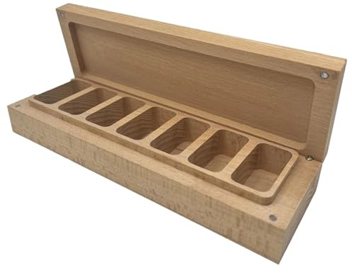 7 Tage Tablettenbox,Holz Schmuckschatulle Mobil - Aufbewahrungsdose Für Frauen Für Reise Outdoor Büro Schreibtisch Und Schmuck