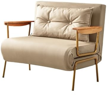CJHFR472SG Modern Schlafsofa mit verstellbarem Kunstleder for den Heimgebrauch, geeignet for Wohnzimmer und Büros Sofa Bett(Beige,100cm)