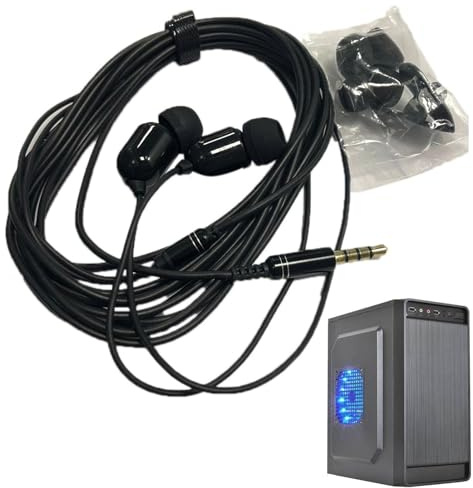 Écouteurs filaires de 3 mètres – Câble intégré de 3 m 3,5 mm 1 pièce, casque intra-auriculaire extra long avec microphone antibruit | Parfait pour le streaming en direct sur Internet, la diffusion sur