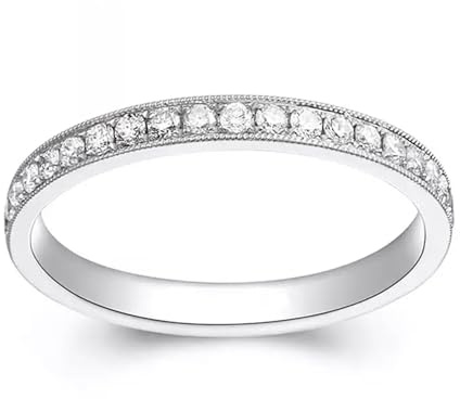 Mesnt 18K White Gold Eternity Engagement Ring for Women with Shinning Lab Created Diamond 0.45ct, Size H 1/2