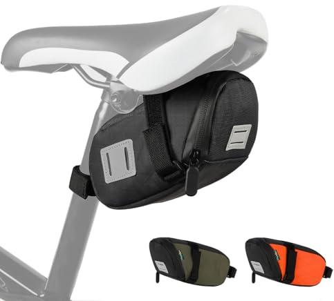 Satteltaschen für Fahrrad Rennrad MTB mit reflektierender Wasserdicht Fahrradtasche Fahrradkoffer Fahrradsitz Tasche für mehr Stauraum an der Sattelstütze 16,5*7,5*10CM mit Klett Befestigung(Schwarz)