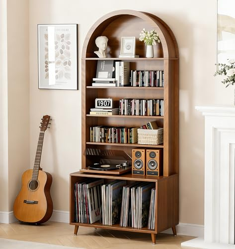 Limaoaio Arched Large Record Player Stand,Holds Up 350+ Albums,31.5''W