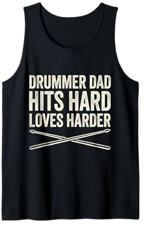 Herren Funny Dad Vintage Papa Rock Metal Drums Hits Musik Geschenk Tank Top