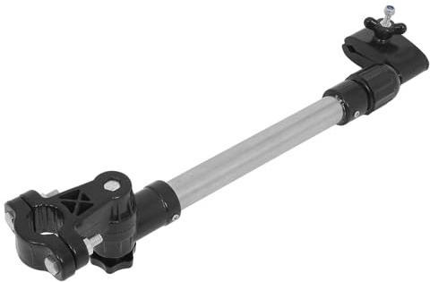 Verstellbarer Kinderwagen Regenschirmclip mit Arm und Klemme | Edelstahl Abs, 360° Drehung, Stabile Klemmung und Schnelle Montage für Rollstuhl und Kinderwagen