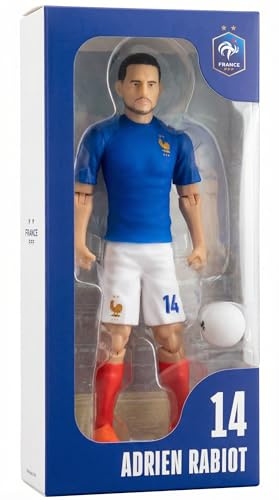 Megableu Figur Fußball Adrien Rabiot FFF – realistisch und beweglich, 20 cm | Offizielles FFF-Lizenzprodukt ab 8 Jahren – 10 Gelenkpunkte, steht aufrecht und trägt das Outfit der Bleus mit der Nummer 14