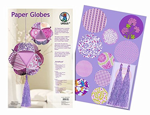 Ursus 23040099 - Paper Globes Bastelset, 120 Papierkreise, 2 Troddeln mit Kordel, amethyst