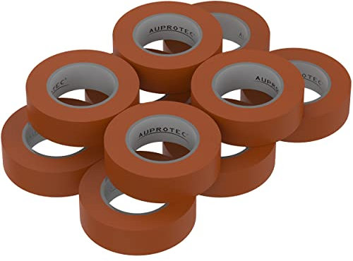 10 rollos VDE cinta aislante eléctrica PVC cinta adhesiva 15mm x 10m DIN EN 60454-3-1 color: marrón