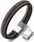 Halukakah Jazz Men's Genuine Leather Bracelet Titanium Magnetic Clasp Size Adjustable 8.2-8.7(21-22cm) with Free Giftbox, Brown